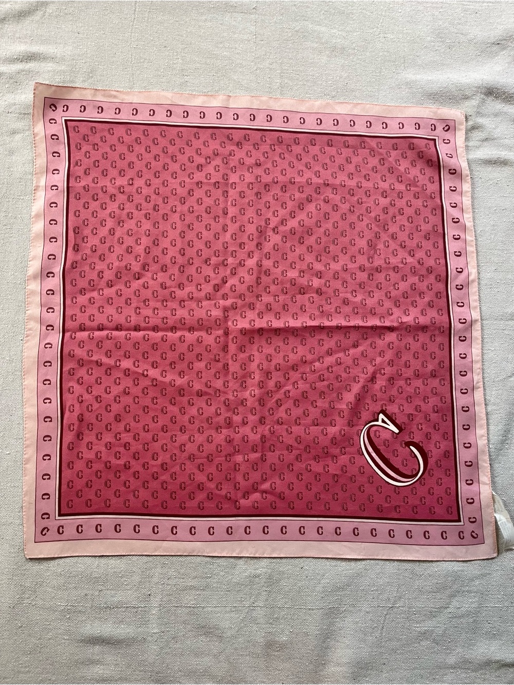 Vintage Renzo Women’s Square Initial C Print Scarf